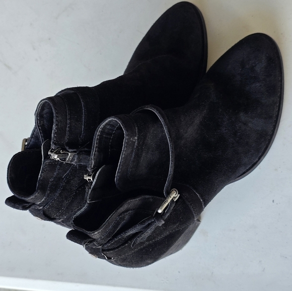 Anthropologie Sam Edelman Suede Ankle Boots 9.5M Myra Women Black Block Heel - Picture 14 of 16